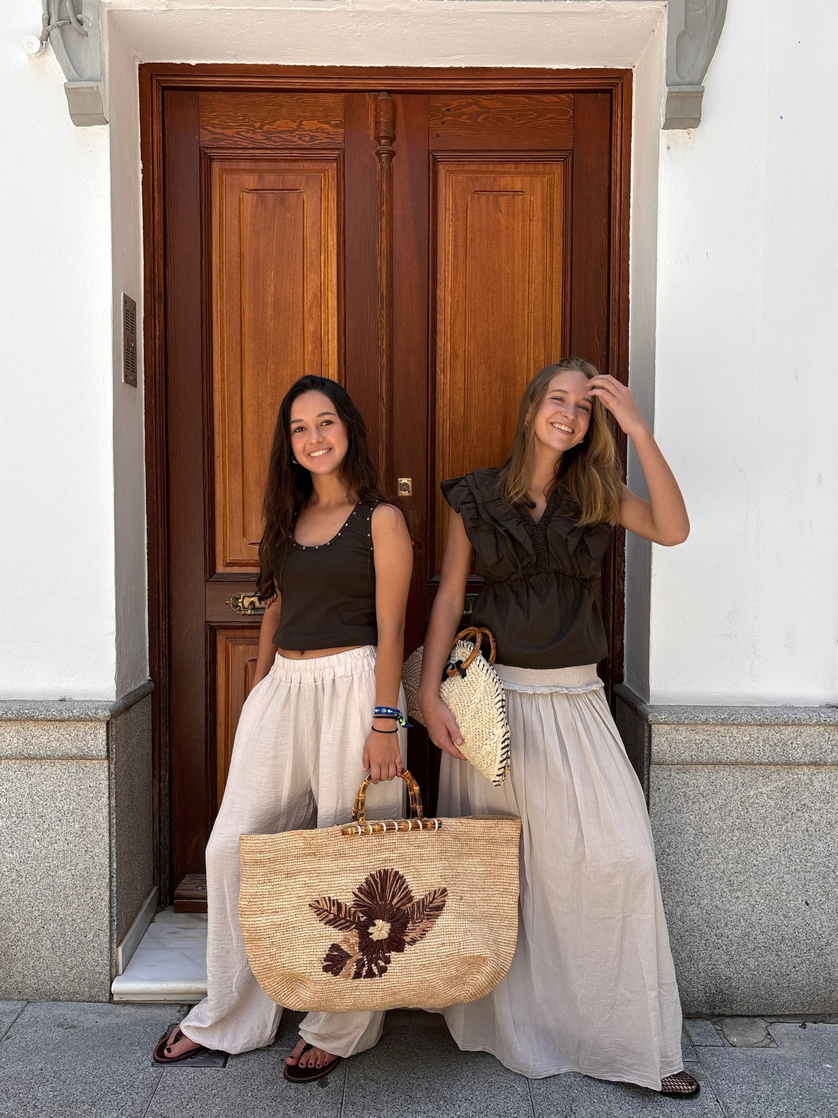 Bolso bambú flor